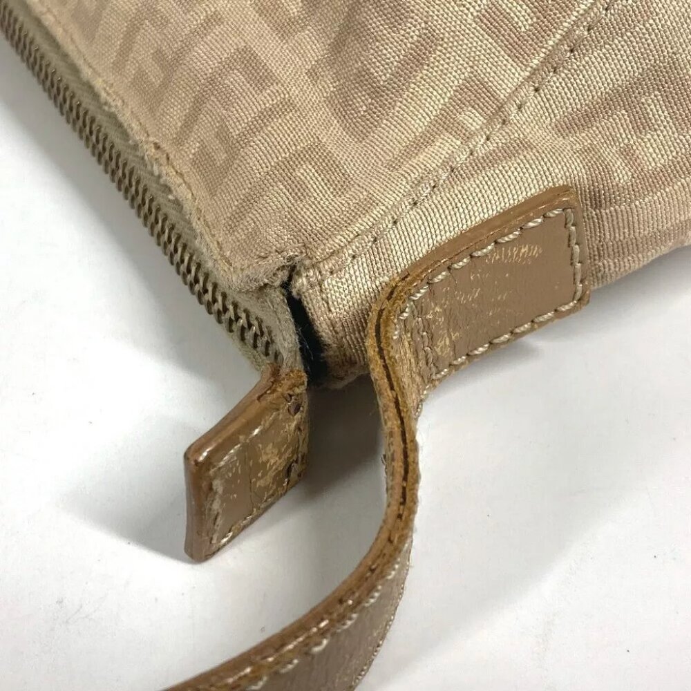 FENDI Zucchino Zucca logo bag Shoulder Bag Leather/Canvas Beige - Picture 6 of 14